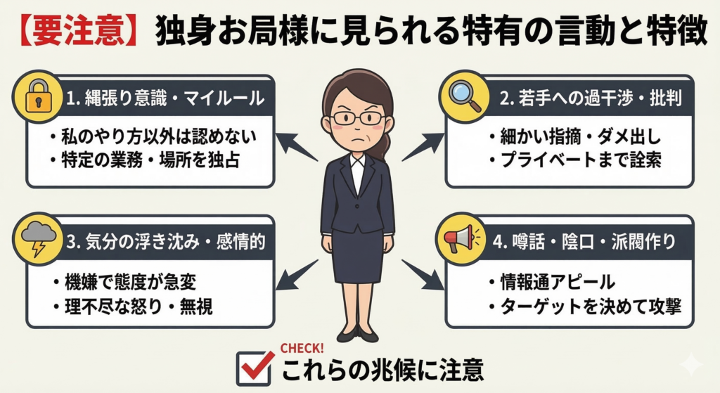 要注意！独身のお局様に見られる特有の言動と特徴