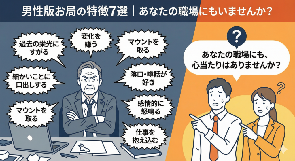 男性版お局の特徴7選｜あなたの職場にもいませんか？