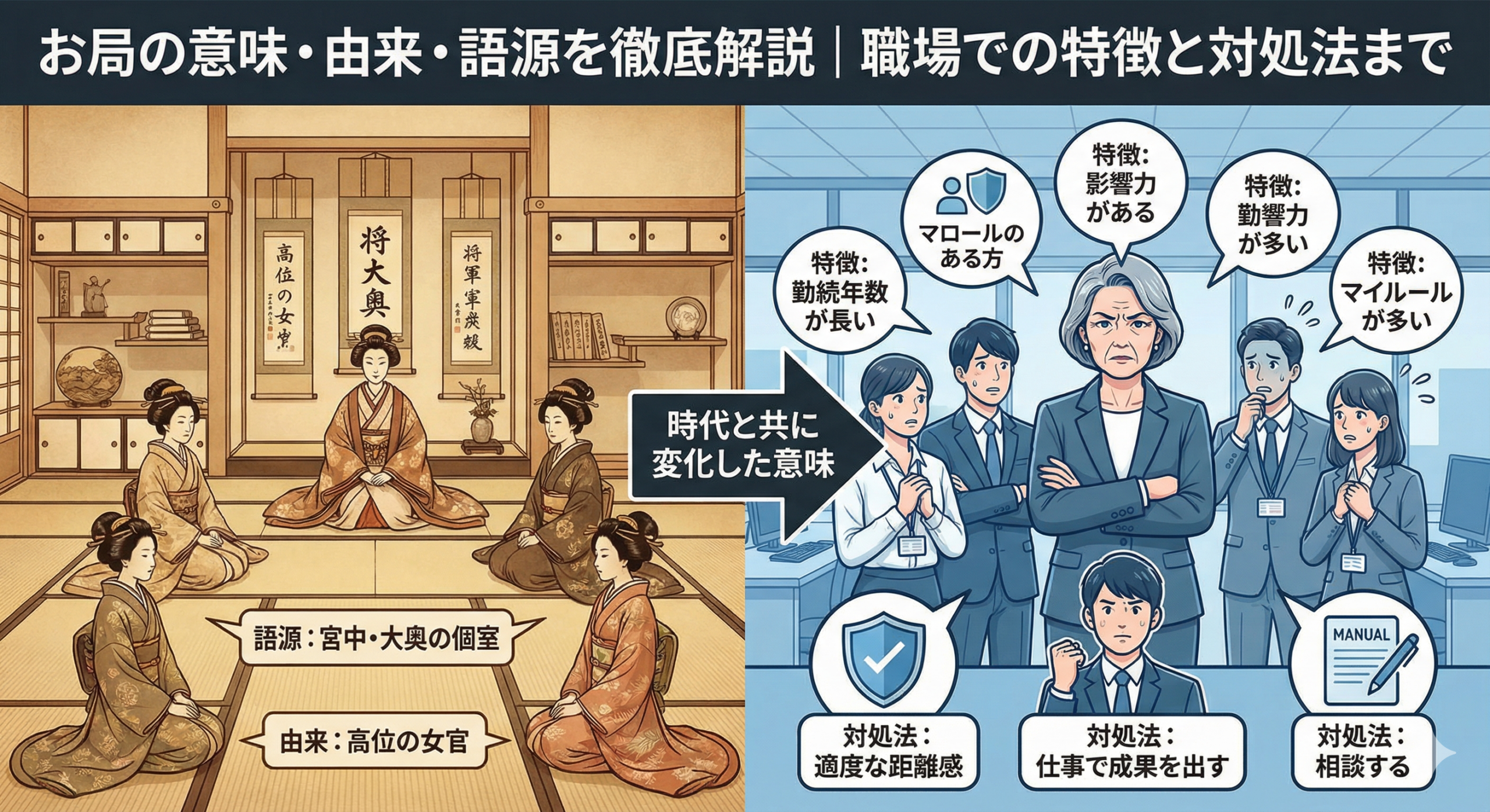 お局の意味・由来・語源を徹底解説｜職場での特徴と対処法まで