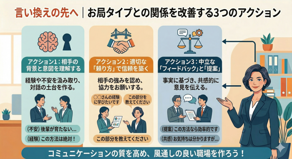 言い換えの先へ｜お局タイプとの関係を改善する3つのアクション