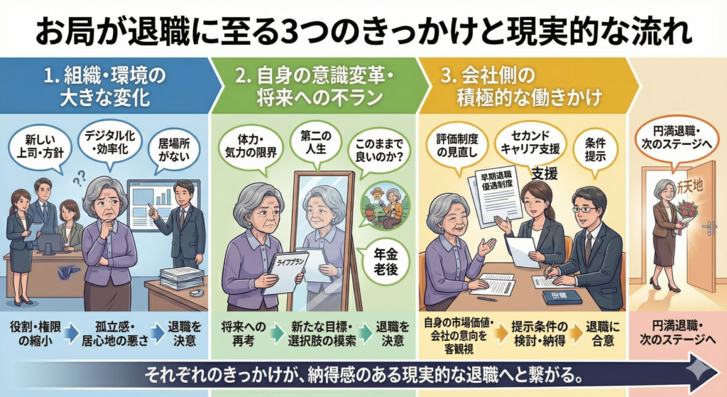 お局が退職に至る3つのきっかけと現実的な流れ