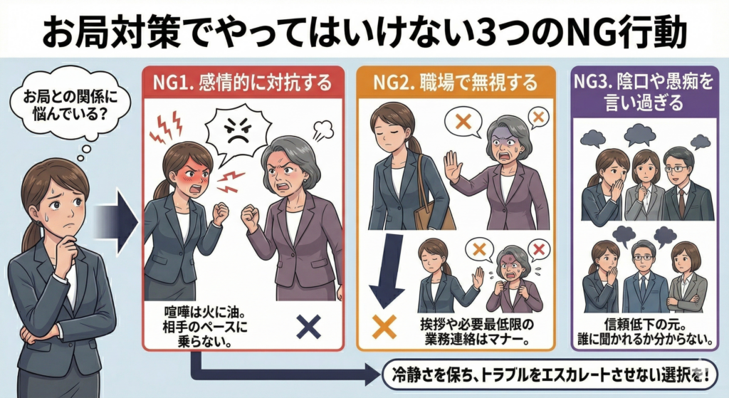 お局対策でやってはいけない3つのNG行動